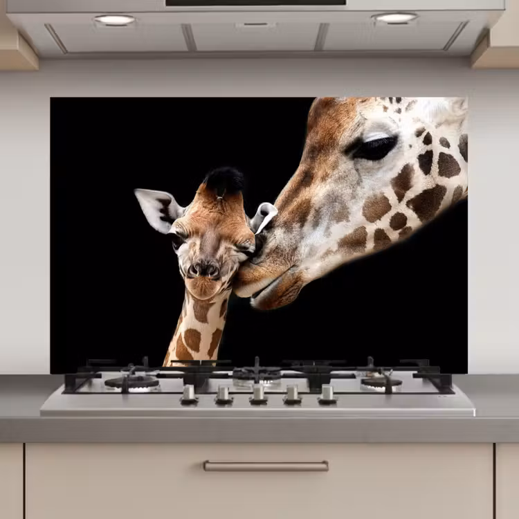 Spatscherm keuken - Giraffe - Dieren - Zwart - Portret - Dieren — 1