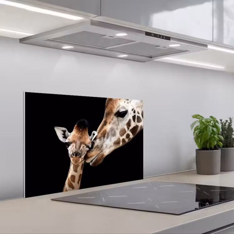 Spatscherm keuken - Giraffe - Dieren - Zwart - Portret - Dieren — 5