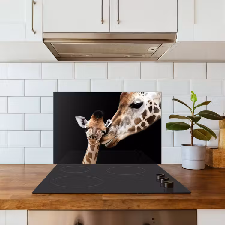 Spatscherm keuken - Giraffe - Dieren - Zwart - Portret - Dieren — 6