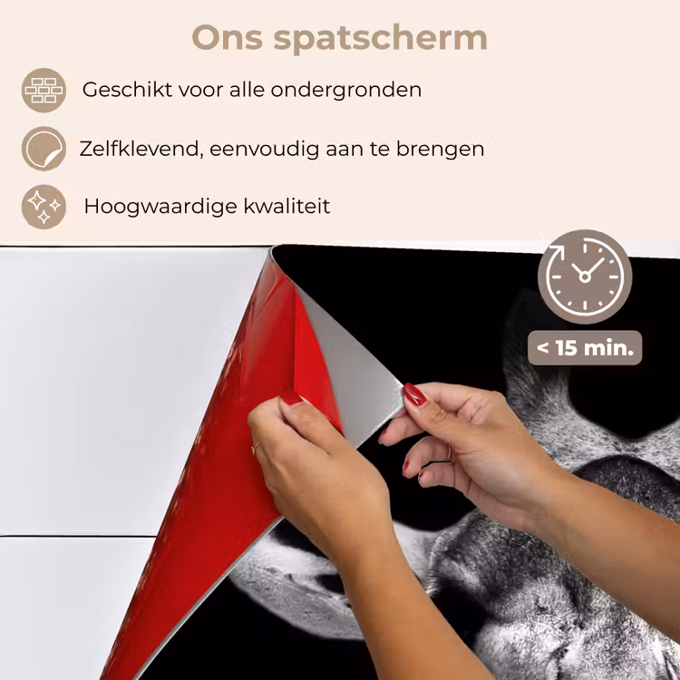 Spatscherm keuken - Giraffe - Portret - Dieren - Zwart - Wit — 4