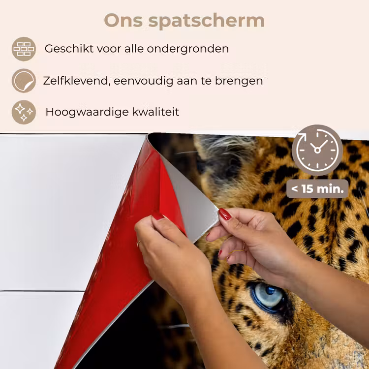 Spatscherm keuken - Luipaard - Dieren - Portret - Wilde dieren - Zwart — 4