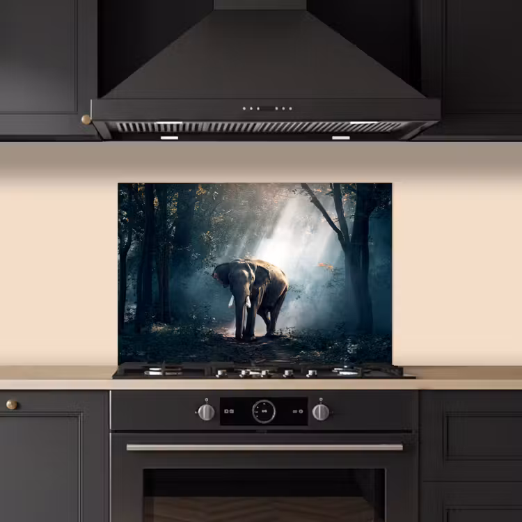 Spatscherm keuken - Olifant - Dieren - Licht - Bos - Natuur - Wilde dieren — 2