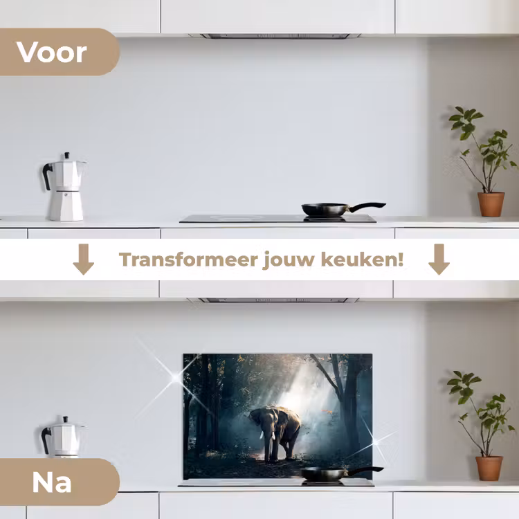 Spatscherm keuken - Olifant - Dieren - Licht - Bos - Natuur - Wilde dieren — 3