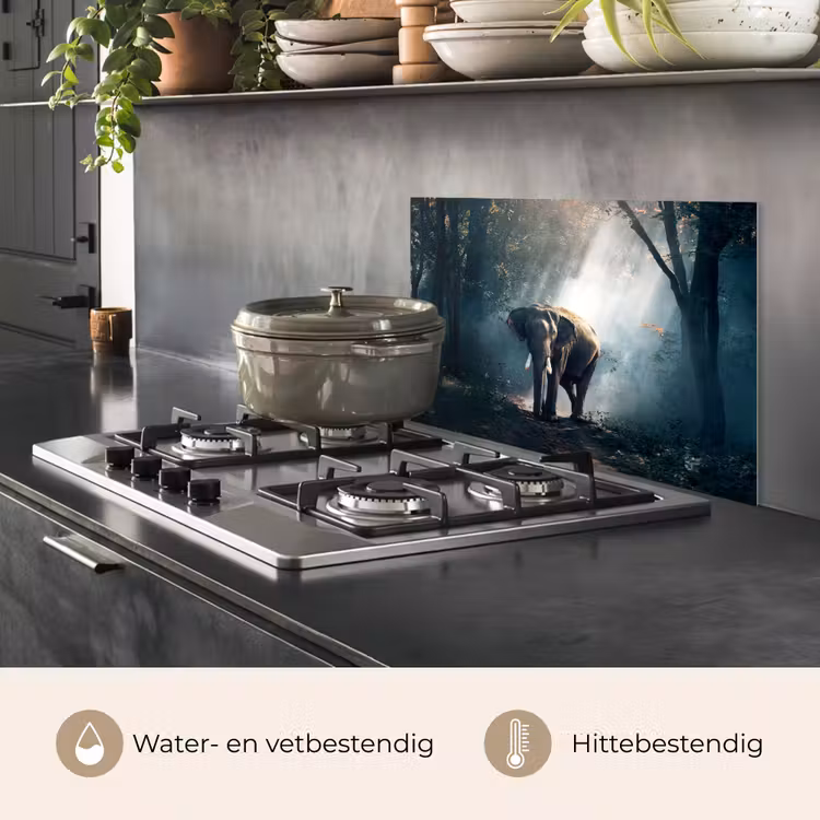 Spatscherm keuken - Olifant - Dieren - Licht - Bos - Natuur - Wilde dieren — 7