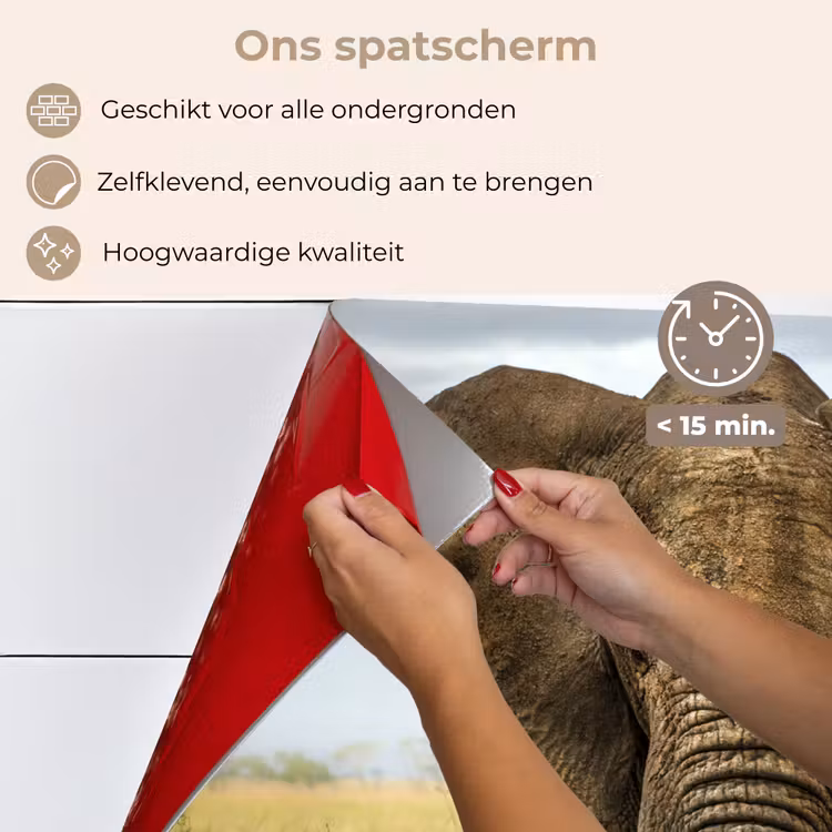 Spatscherm keuken - Olifant - Natuur - Gras - Dieren - Landschap — 4