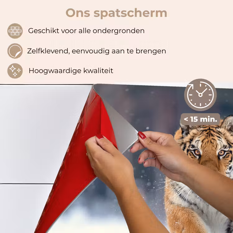 Spatscherm keuken - Tijger - Landschap - Sneeuw - Winter - Dieren — 4