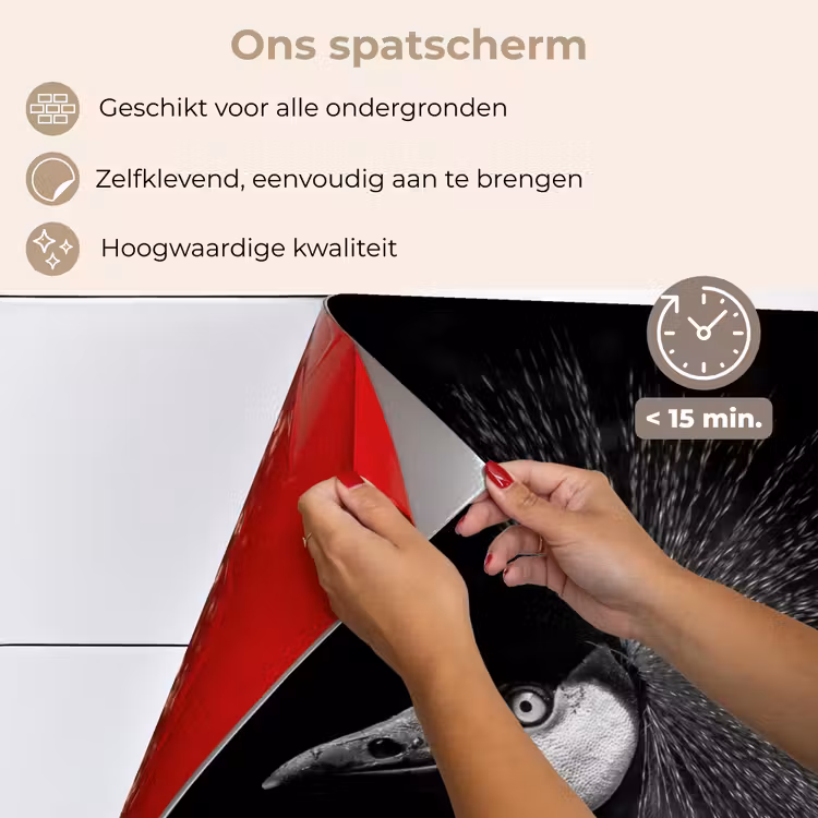 Spatscherm keuken - Kraanvogel - Zwart - Wit - Vogel - Dieren — 4