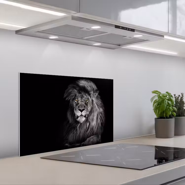 Spatscherm keuken - Leeuw - Ogen - Oranje - Zwart wit - Dieren - Portret — 5