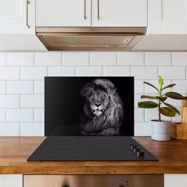 Spatscherm keuken - Leeuw - Ogen - Oranje - Zwart wit - Dieren - Portret — 6