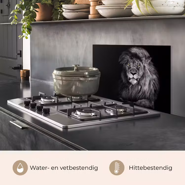 Spatscherm keuken - Leeuw - Ogen - Oranje - Zwart wit - Dieren - Portret — 7