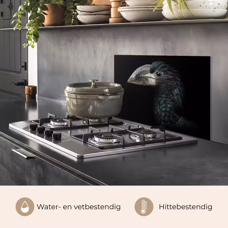 Spatscherm keuken - Vogel - Portret - Neushoornvogel - Zwart - Dieren — 7