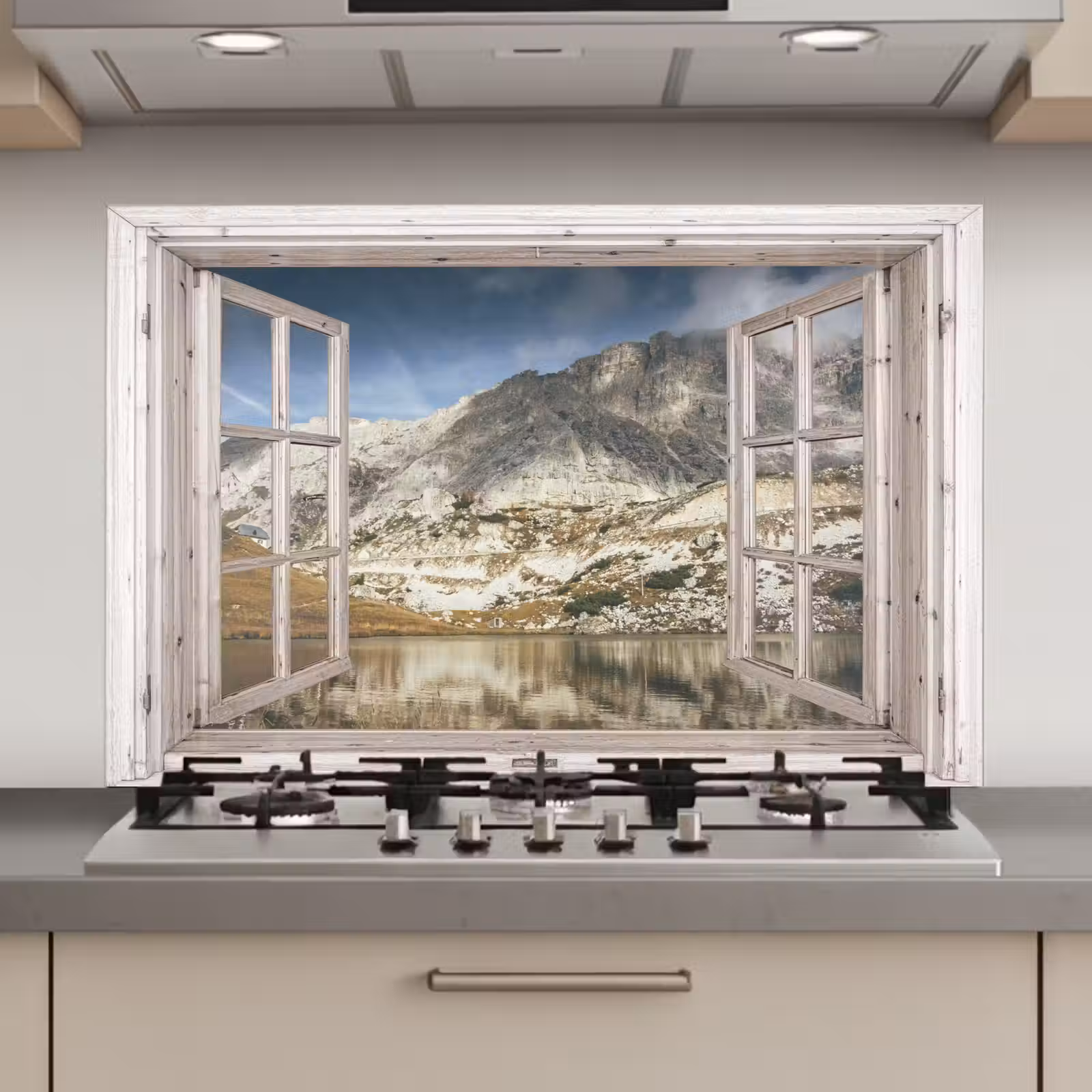 Spatscherm keuken - Doorkijk - Water - Bergen — 1