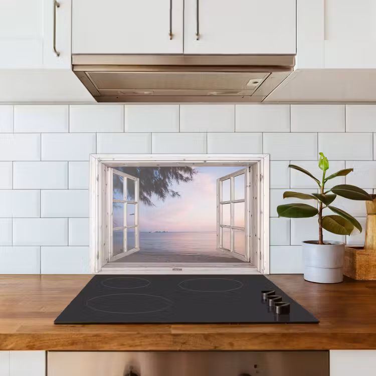 Spatscherm keuken - Doorkijk - Strand - Palmboom — 6
