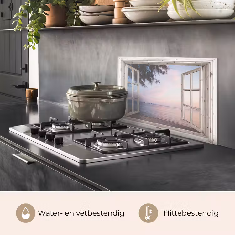 Spatscherm keuken - Doorkijk - Strand - Palmboom — 7