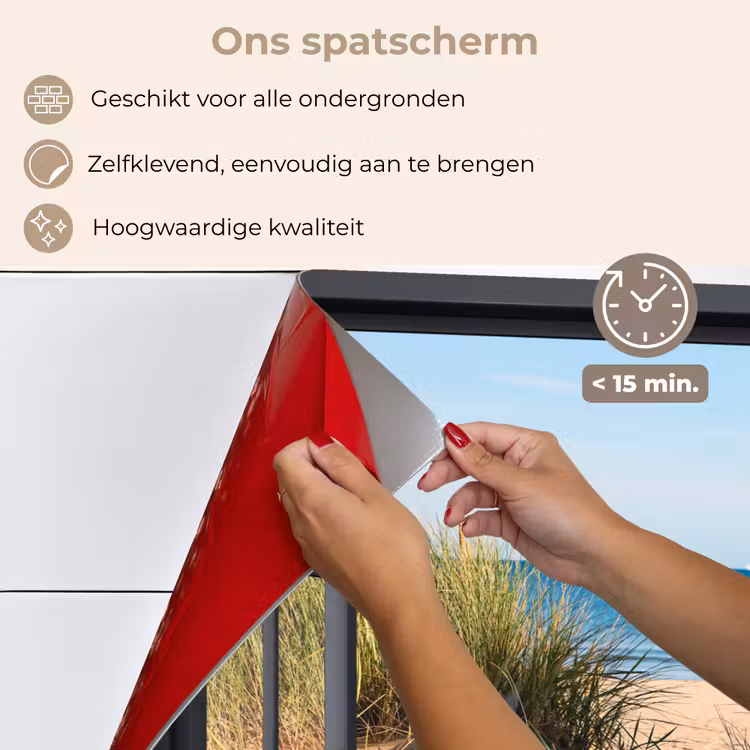 Spatscherm keuken - Doorkijk - Strand - Zee - Zand - Water - Helmgras - Duinen — 4
