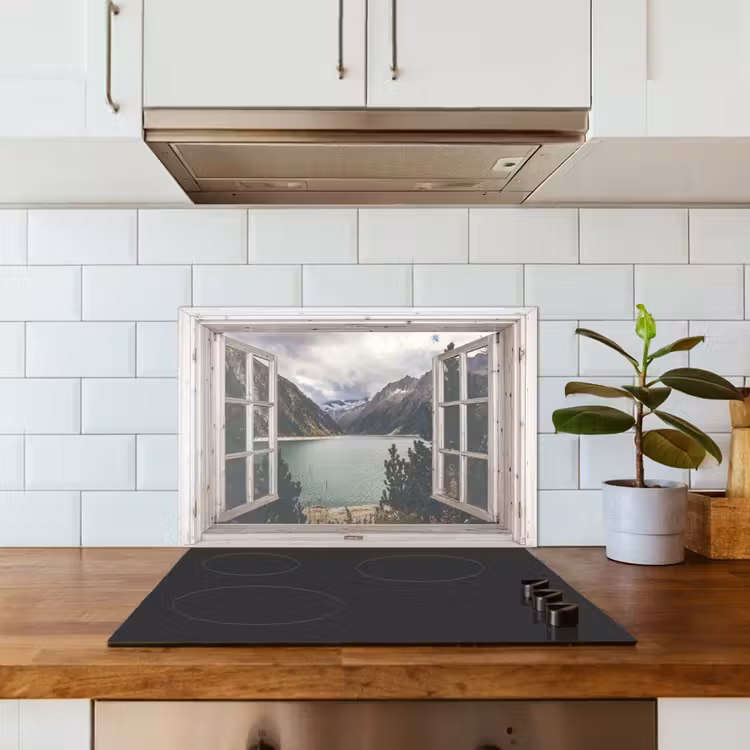 Spatscherm keuken - Doorkijk - Water - Berg — 6