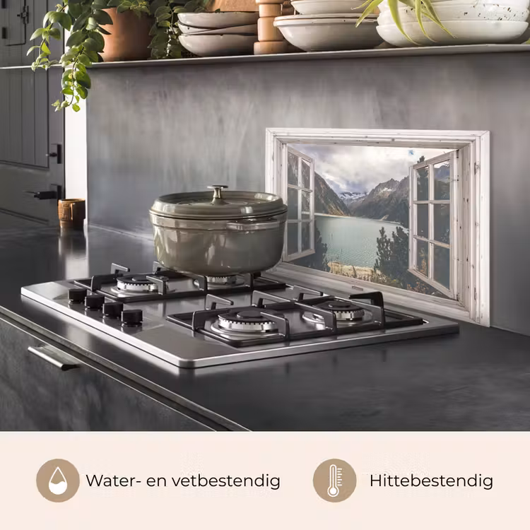 Spatscherm keuken - Doorkijk - Water - Berg — 7