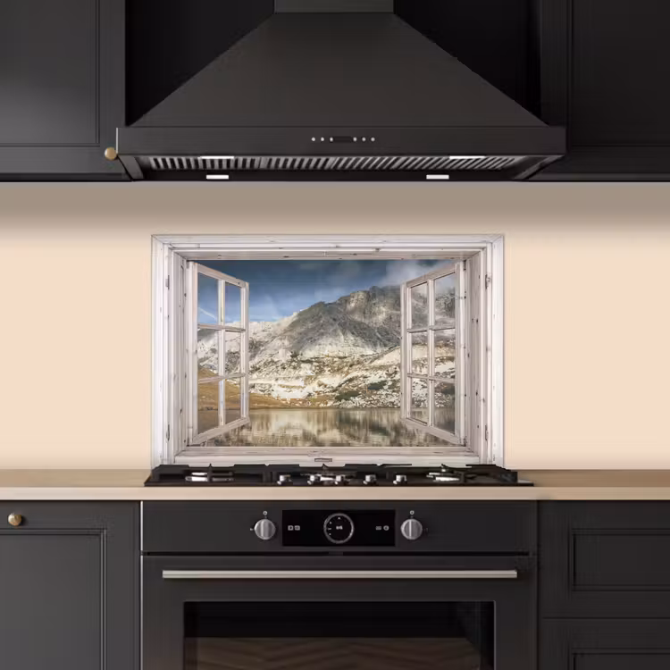 Spatscherm keuken - Doorkijk - Water - Bergen — 2