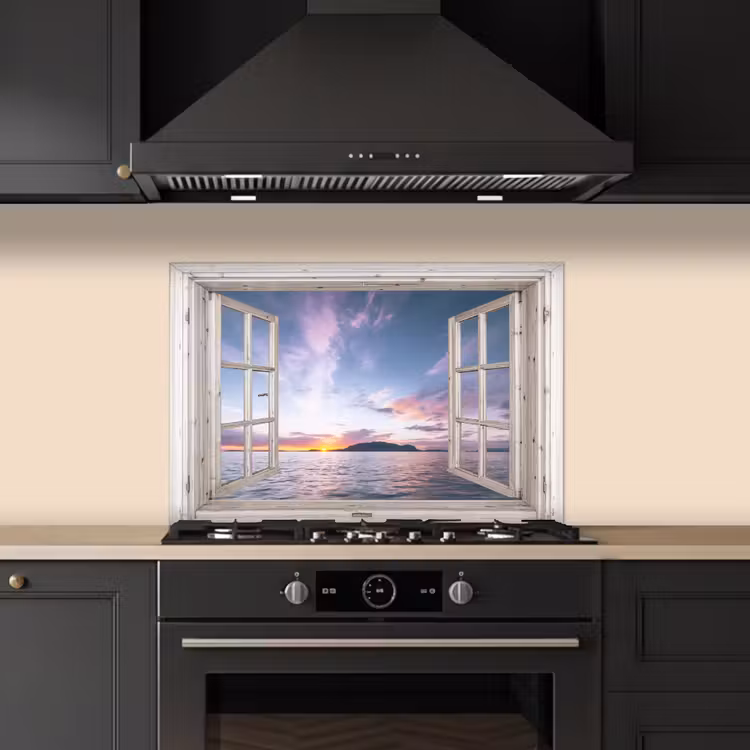 Spatscherm keuken - Doorkijk - Zee - Eiland — 2