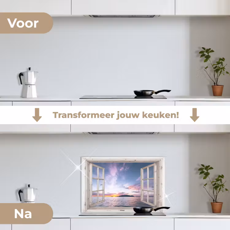 Spatscherm keuken - Doorkijk - Zee - Eiland — 3