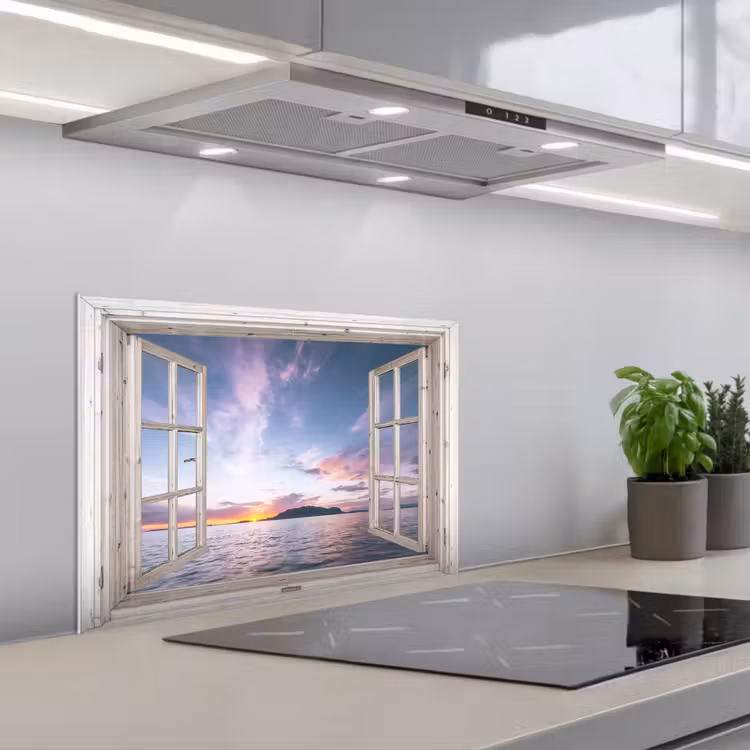 Spatscherm keuken - Doorkijk - Zee - Eiland — 5