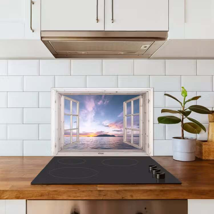 Spatscherm keuken - Doorkijk - Zee - Eiland — 6