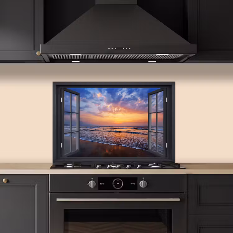 Spatscherm keuken - Doorkijk - Zee - Strand — 2