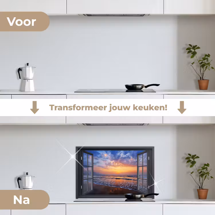Spatscherm keuken - Doorkijk - Zee - Strand — 3