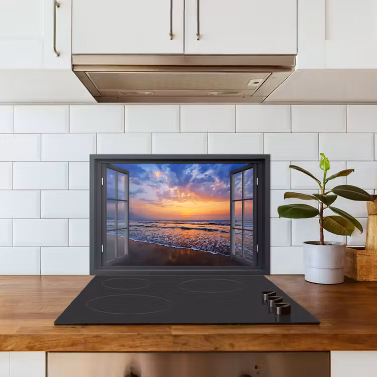 Spatscherm keuken - Doorkijk - Zee - Strand — 6