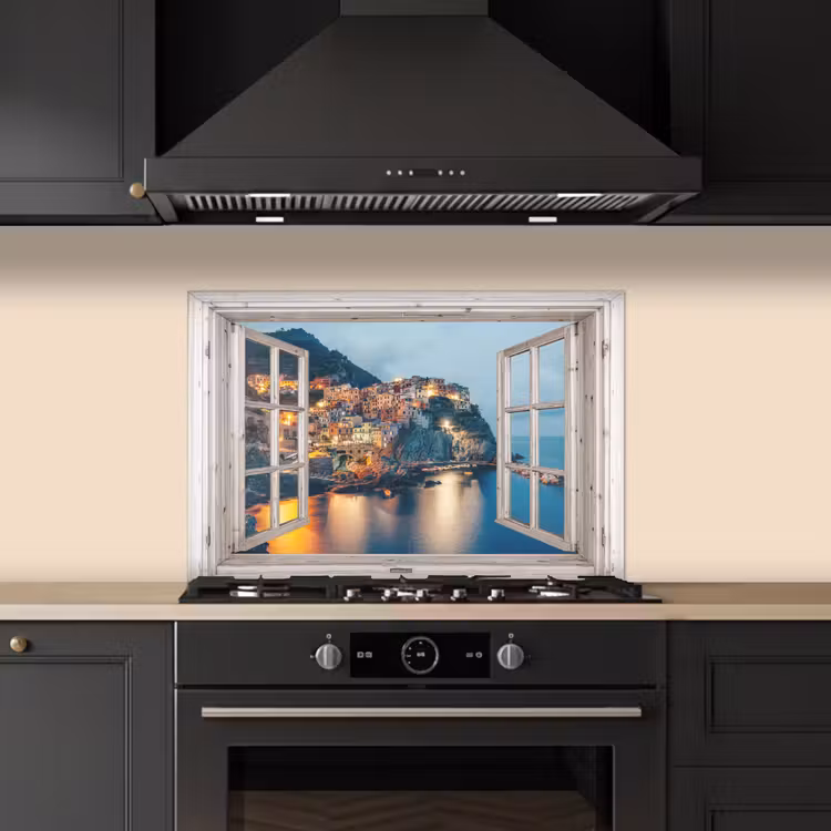 Spatscherm keuken - Doorkijk - Italië - Zee — 2