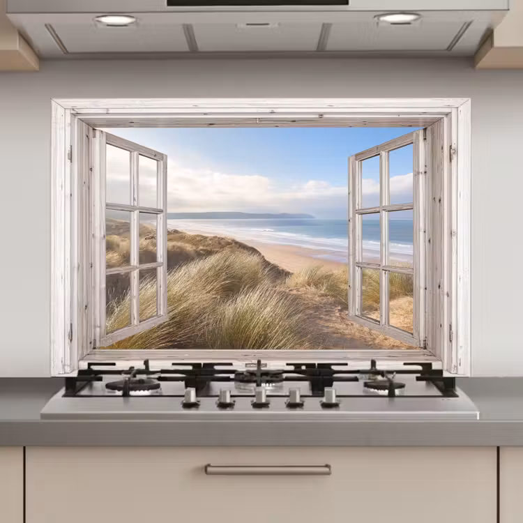 Spatscherm keuken - Duinenzicht op Oceaan — 1