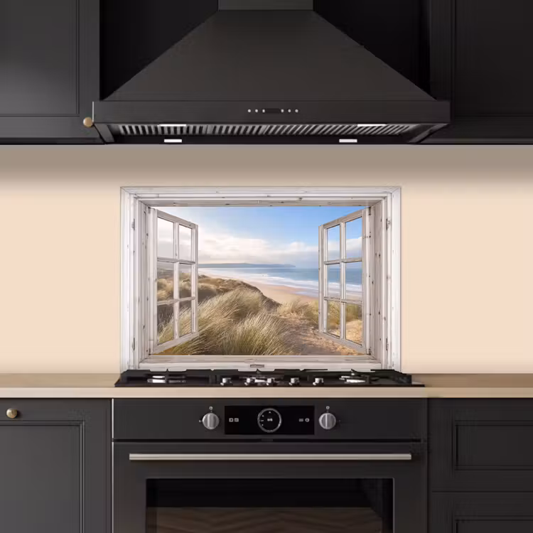 Spatscherm keuken - Duinenzicht op Oceaan — 2