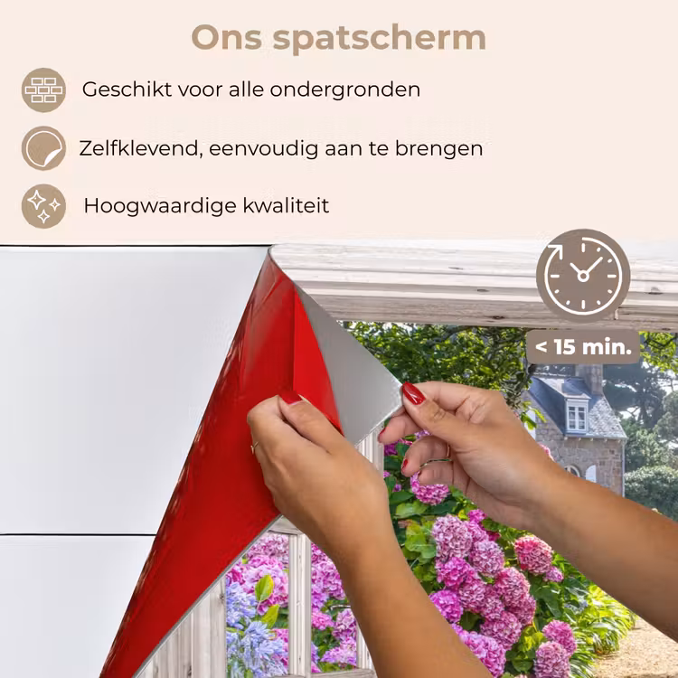 Spatscherm keuken - Landhuis omlijst door Hortensia's — 4