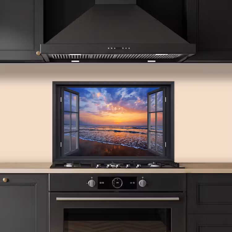 Spatscherm keuken - Zonsondergang aan Zee Gezichtspunt — 2