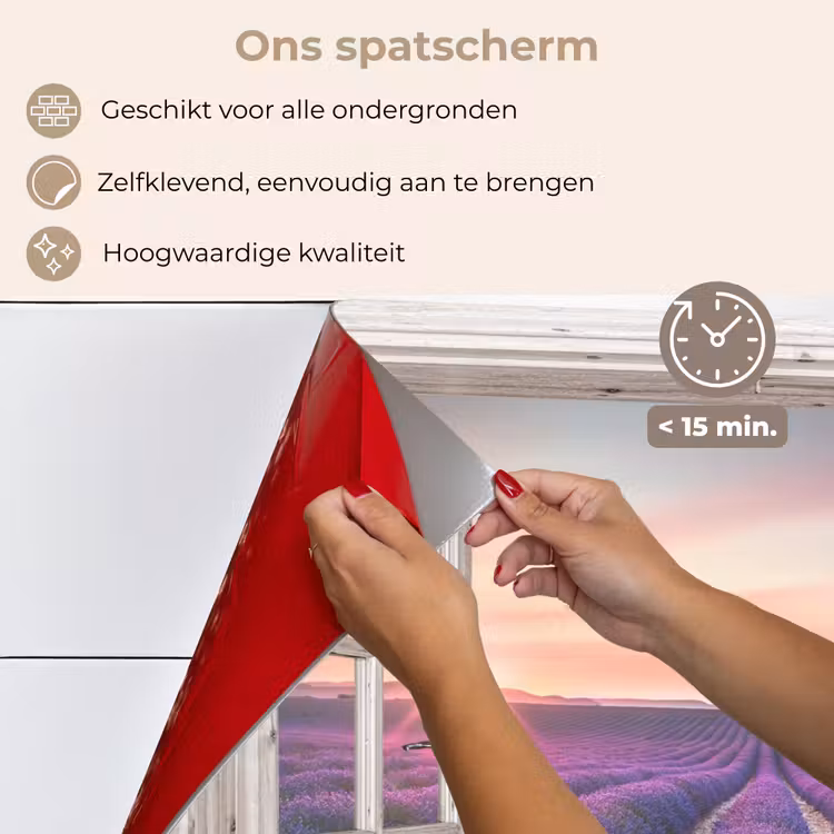 Spatscherm keuken - Lavendelvelden bij Zonsondergang — 4