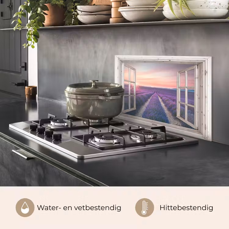 Spatscherm keuken - Lavendelvelden bij Zonsondergang — 7
