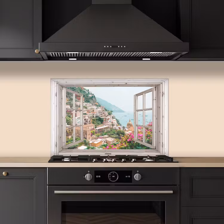 Spatscherm keuken - Mediterraans Uitzicht — 2