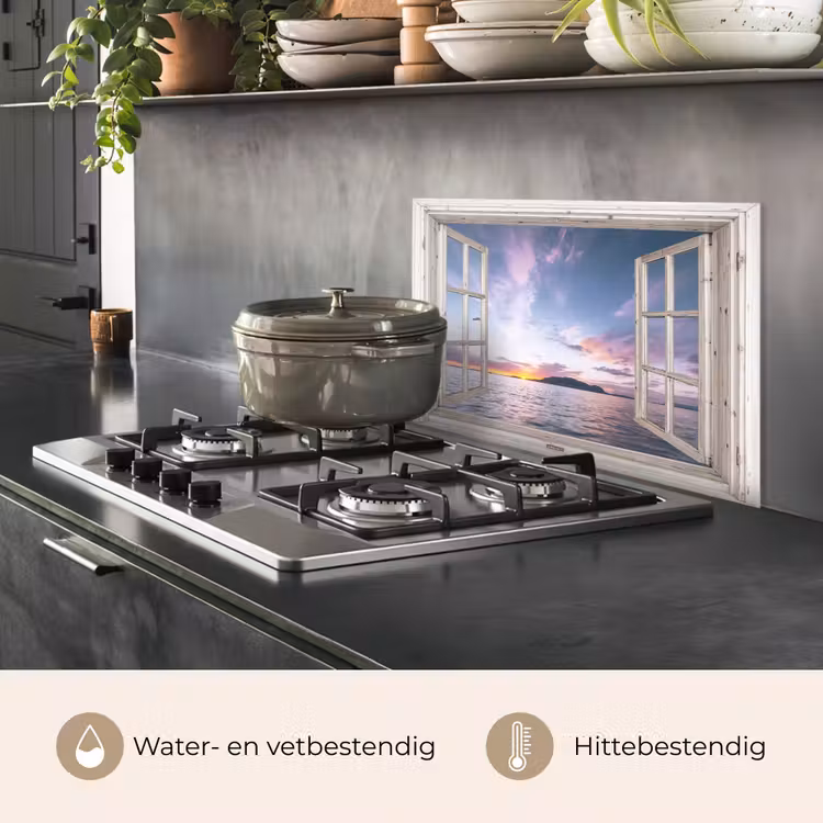 Spatscherm keuken - Raam met Zicht op Zonsondergang — 7