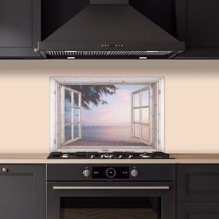 Spatscherm keuken - Strandzicht bij de Avondschemering — 2