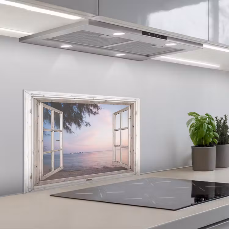 Spatscherm keuken - Strandzicht bij de Avondschemering — 5