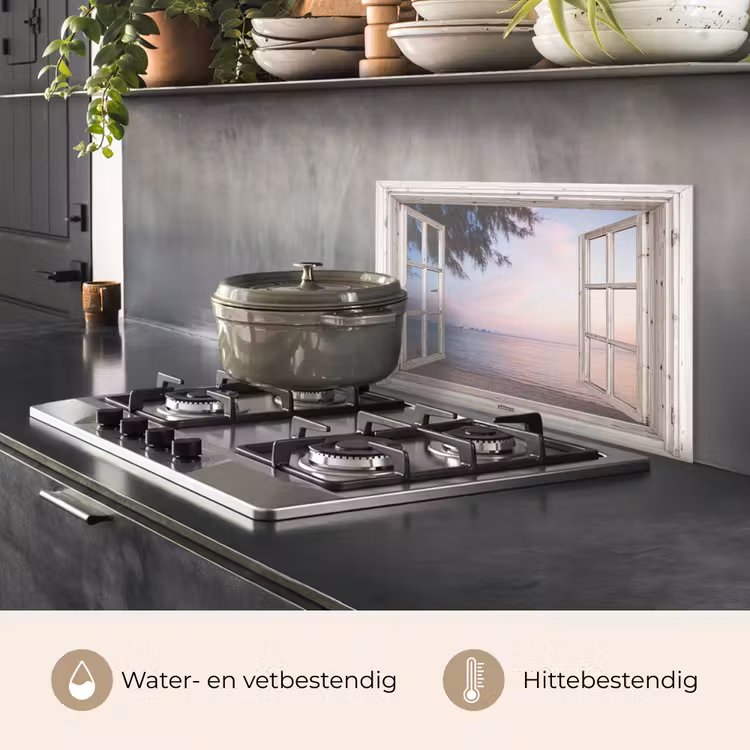 Spatscherm keuken - Strandzicht bij de Avondschemering — 7