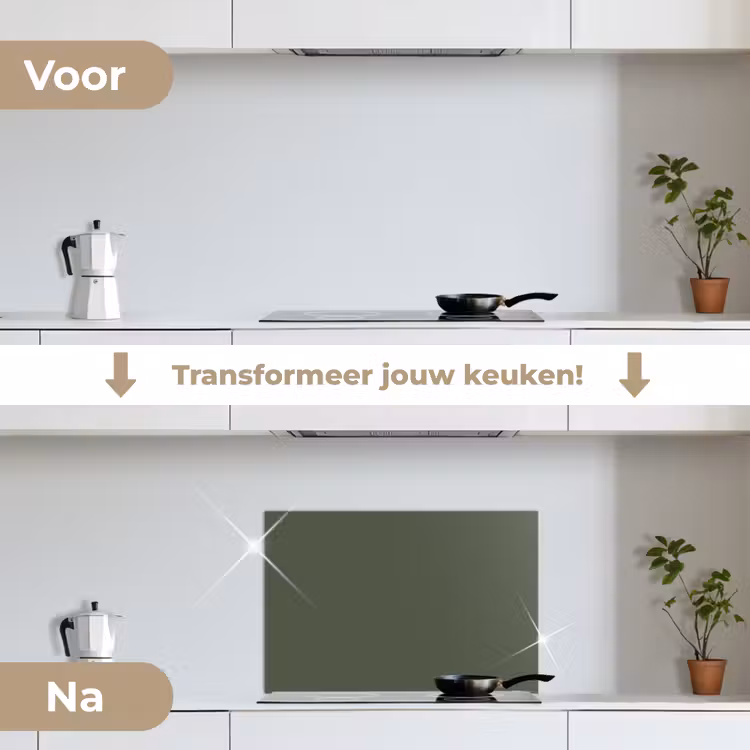 Spatscherm keuken - Groen - Effen kleur - Olijfgroen — 3