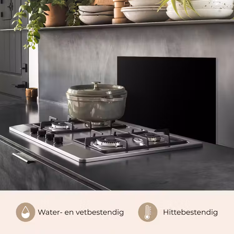 Spatscherm keuken - Zwart - Effen kleur — 7