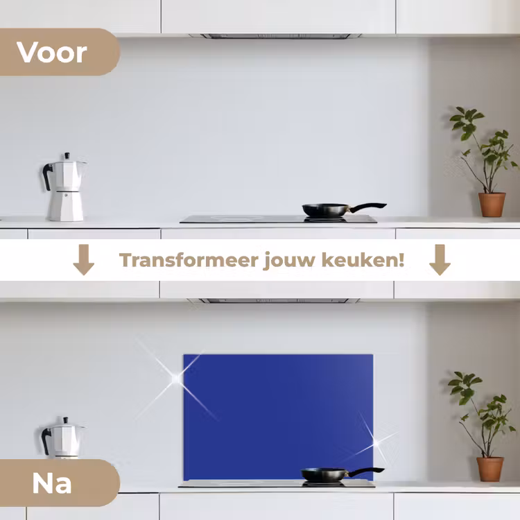 Spatscherm keuken - Blauw - Effen kleur - Donkerblauw — 3