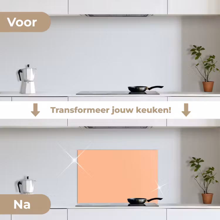 Spatscherm keuken - Abrikoos - Roze - Pastel - Effen - Kleur — 3