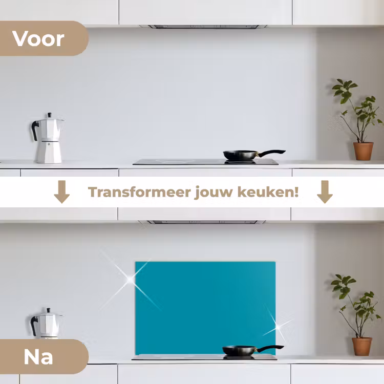 Spatscherm keuken - Blauw - Effen kleur — 3