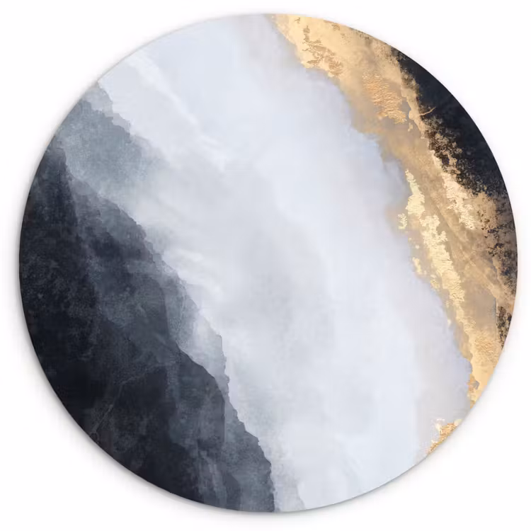 Muurcirkel - Abstract - Verf - Goud - Zwart - Marmer — 1