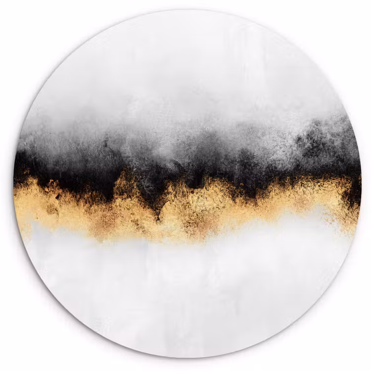 Muurcirkel - Goud - Chic - Abstract - Zwart - Wit - Luxe — 1