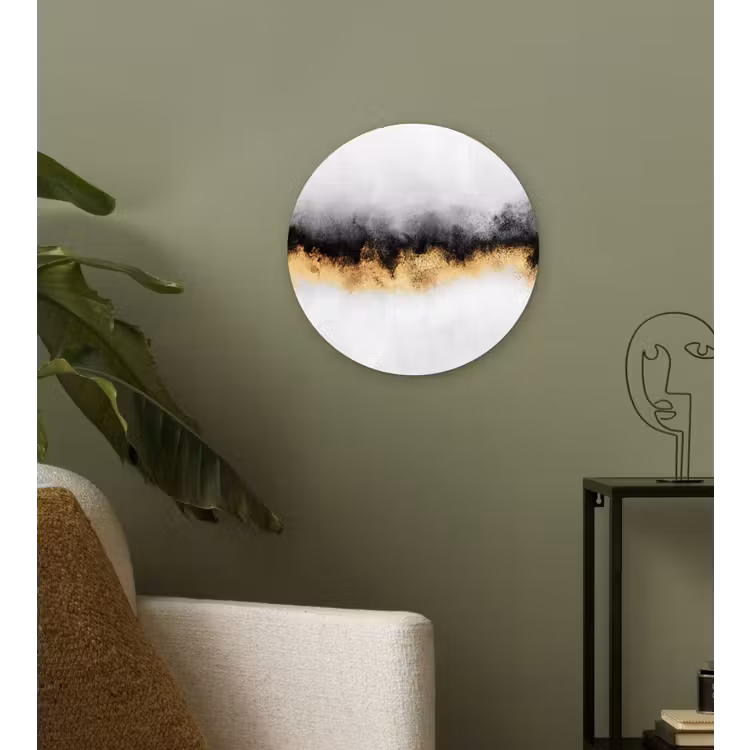 Muurcirkel - Goud - Chic - Abstract - Zwart - Wit - Luxe — 3