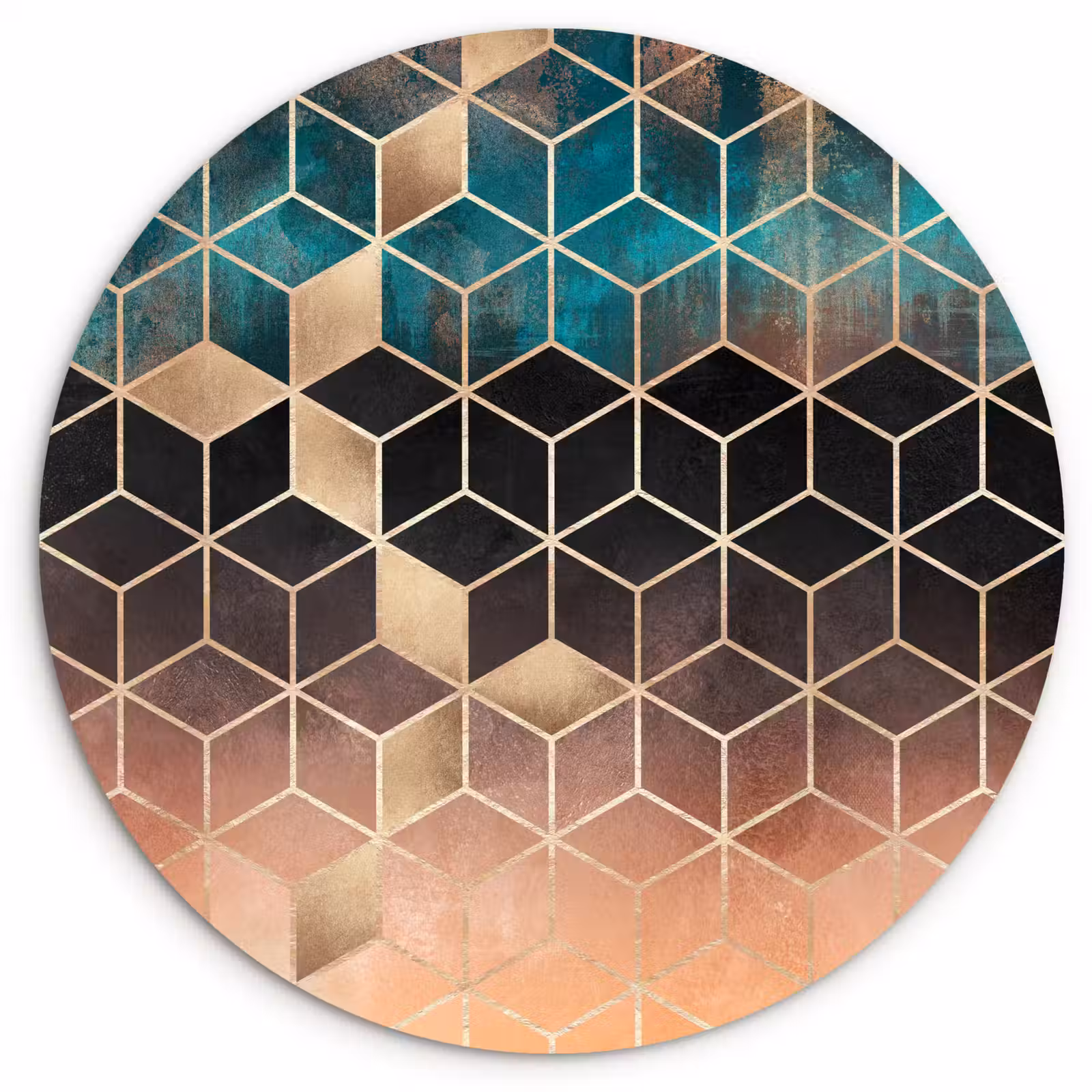 Muurcirkel - Abstract - Kubus - Goud - Patronen - Luxe — 1
